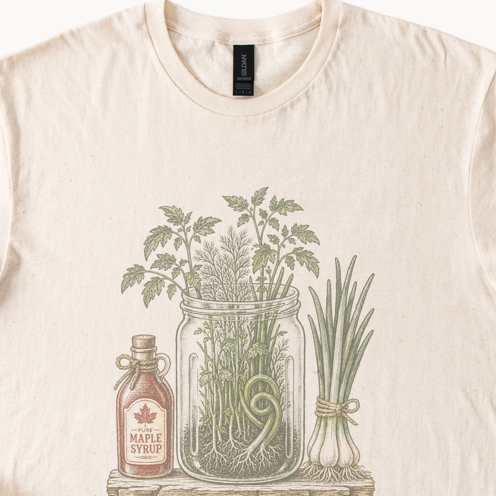 Botanical Herbs Vintage Graphic Tee Natural Rustic Garden Illustration